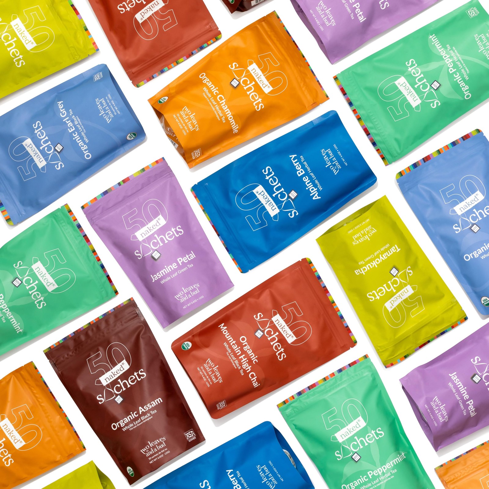 Two Leaves and a Bud Organic Assam 50 Naked Tea Sachets, Whole Leaf Black Te…