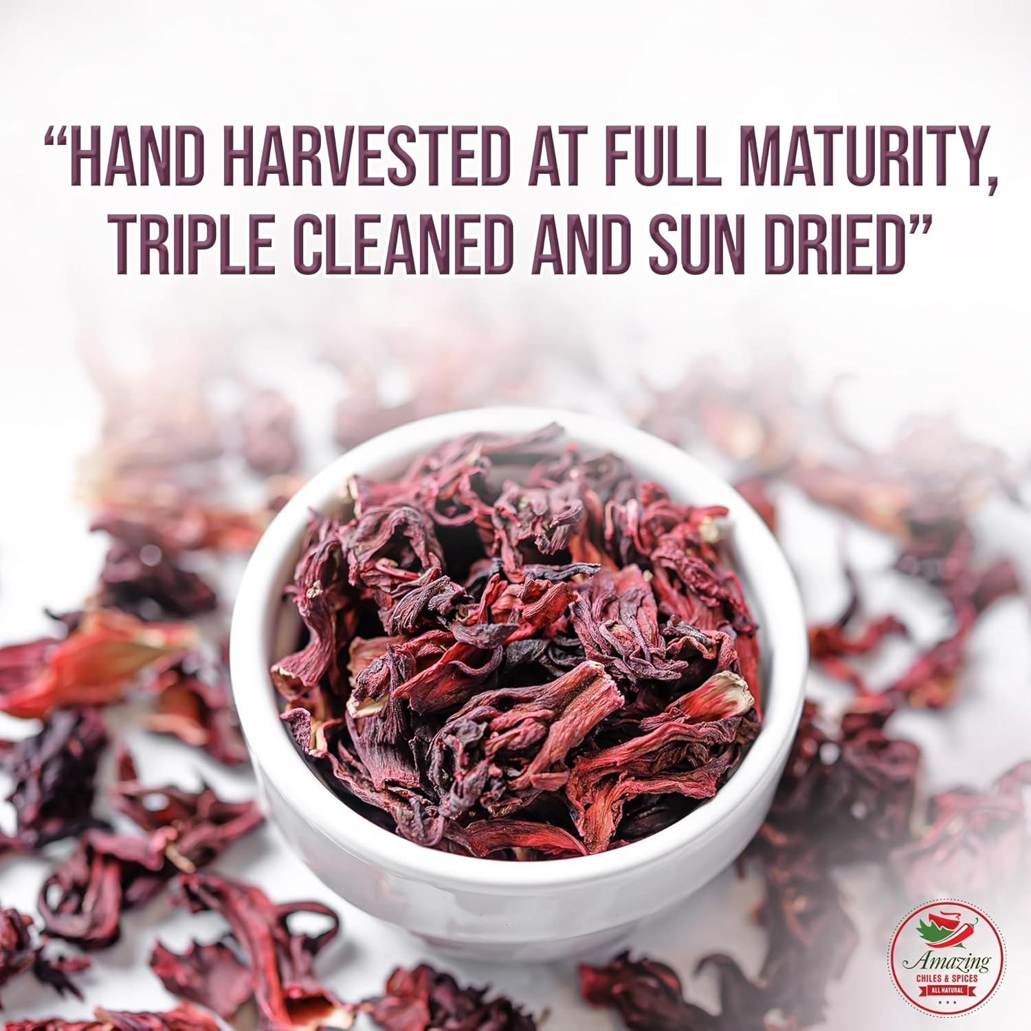 Hibiscus Flowers 1Lb (16Oz) – All Natural, Triple Cleaned – Whole Soft Flowers a