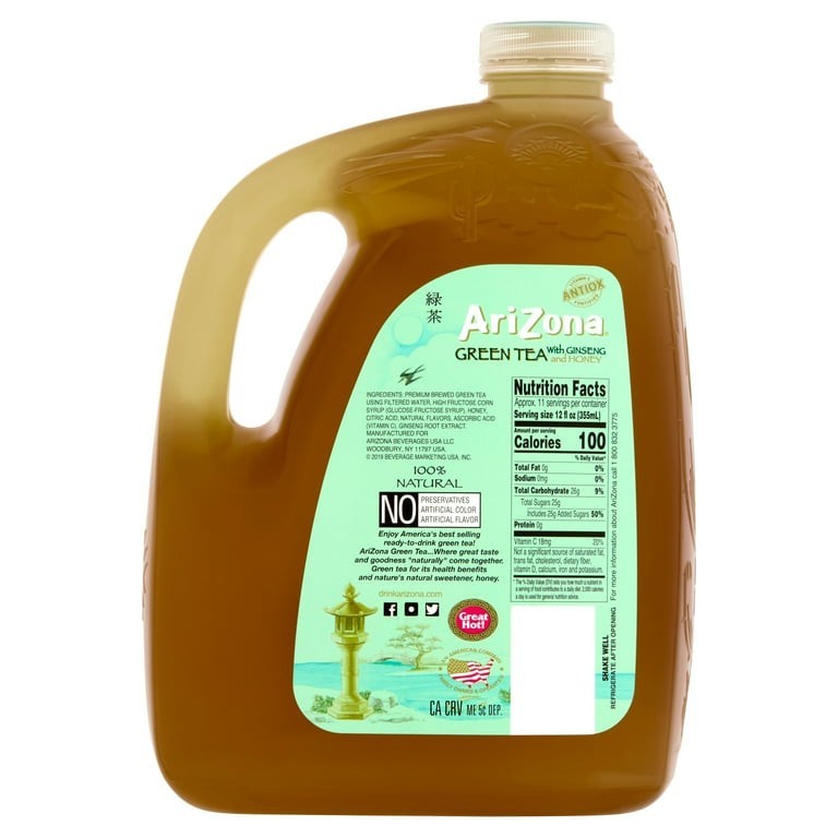 (2 pack) AriZona Green Tea with Ginseng and Honey, 128 fl oz