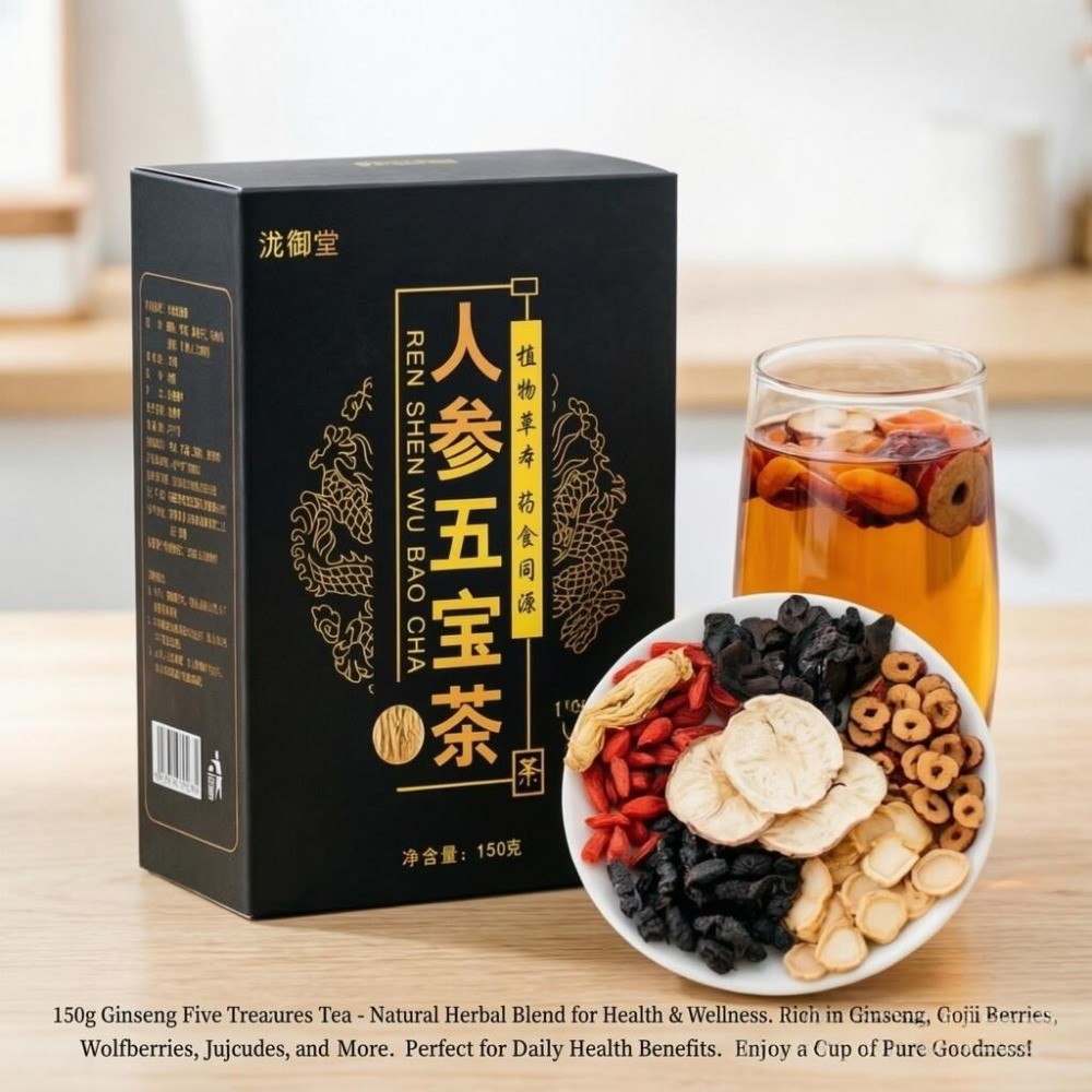 HelloYoung Natural Ginseng Five Treasure Herbal Tea for Men Energy 150g