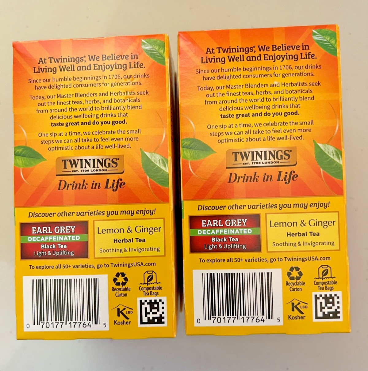 2 Pack – Twinings Lady Grey Decaffeinated Black Tea – 20 Count (40 servings)
