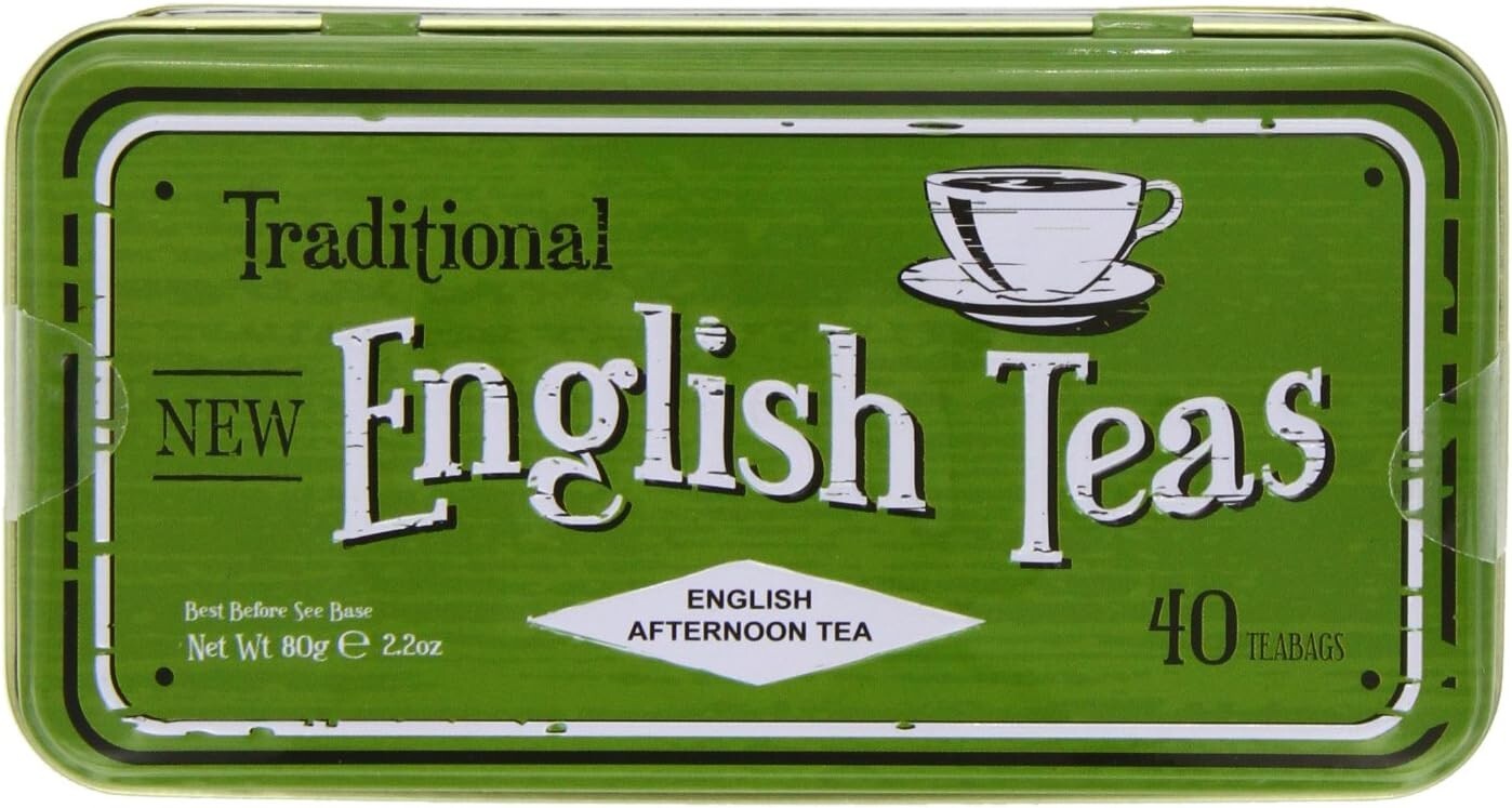 English Afternoon ☕️TEA☕️ 40 Bags in Embossed Vintage Green Tin 🆕🏷50% OFF SALE