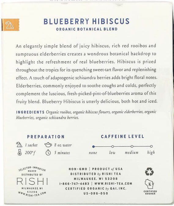 Rishi Tea Blueberry Hibiscus Tea – 15 sachets