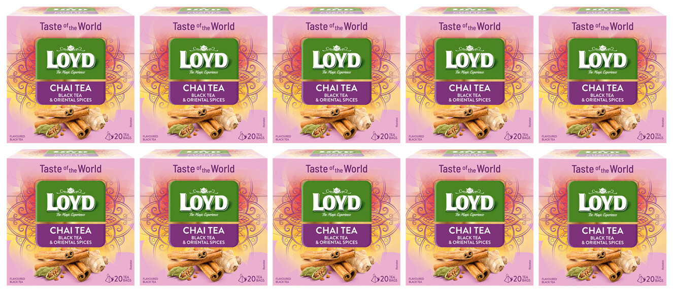 10 LOYD CHAI TEA Black Tea with Oriental Spices Boxes Pyramid Teabags 36g 1.27oz