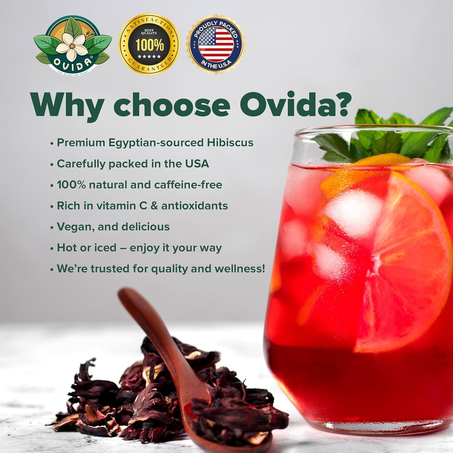 Strawberry Hibiscus Tea, Caffeine-Free Antioxidant Herbal Blend, Loose Leaf 3oz,