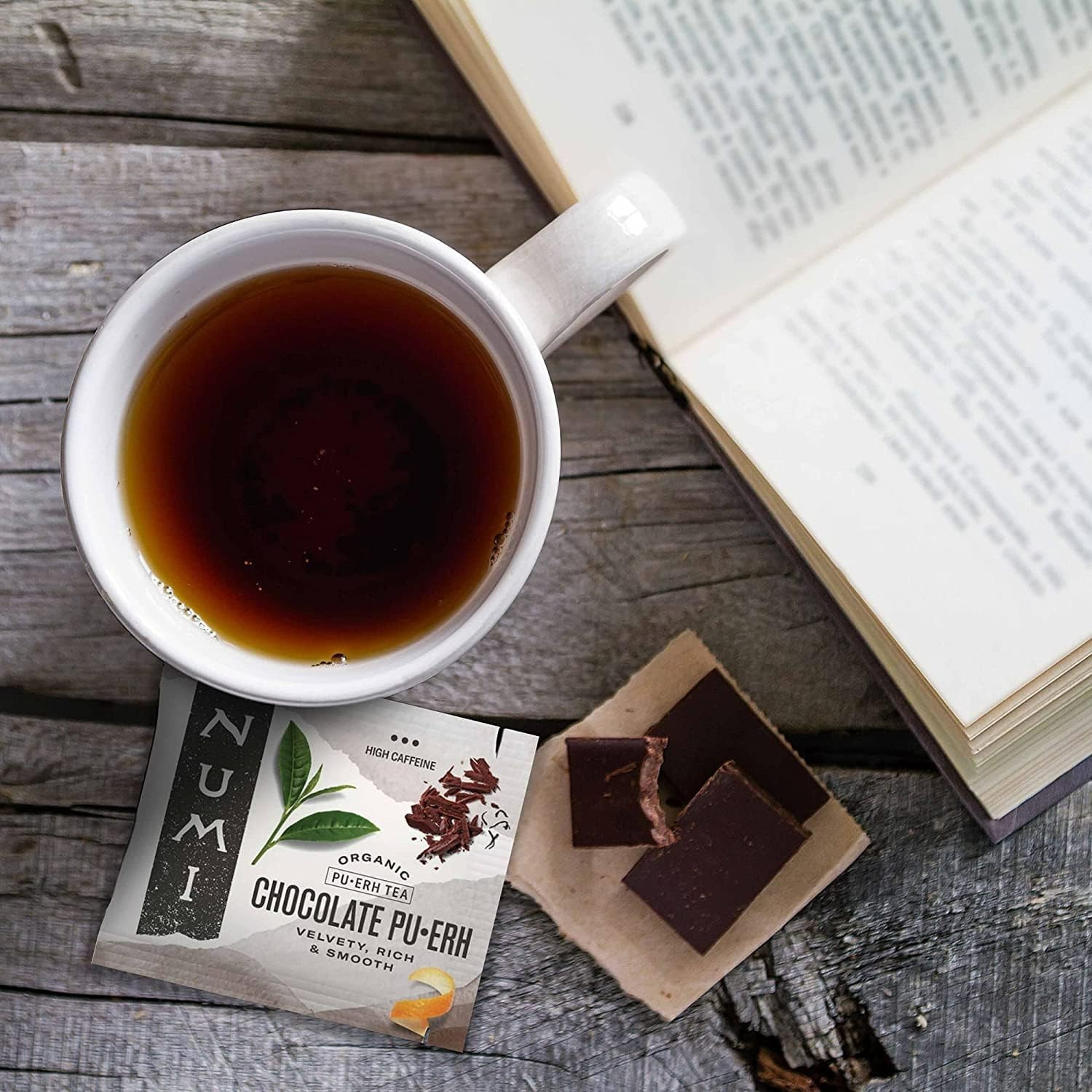 Organic Chocolate Pu-erh Tea, 16 Dark Tea Bags, Aged Yunnan Pu-erh Tea with C…