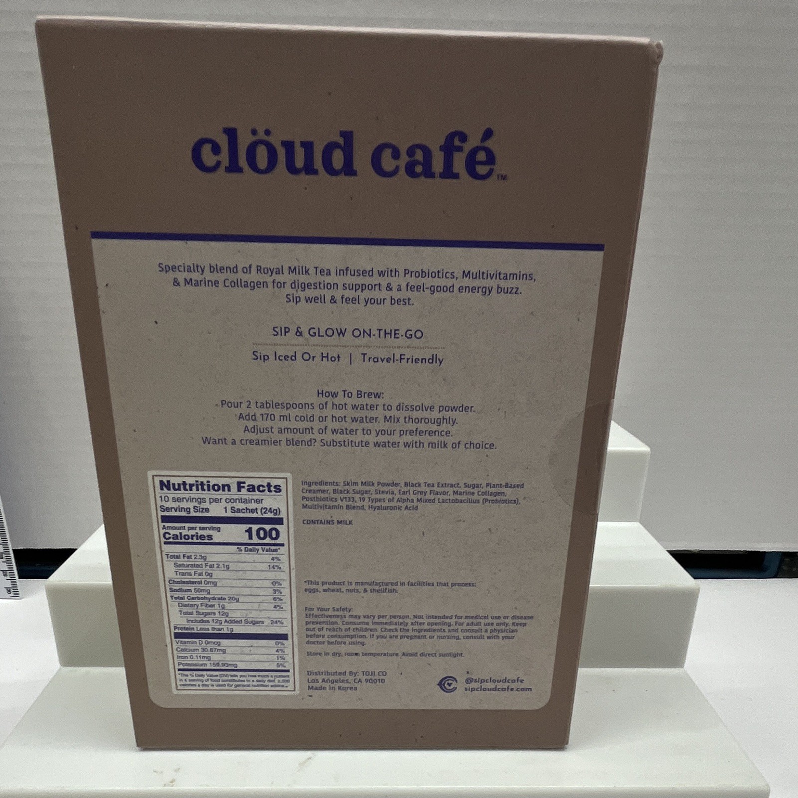 Cloud Cafe Royal Milk Tea Korean Instant Powder Mix 10 Sachets Gluten Free