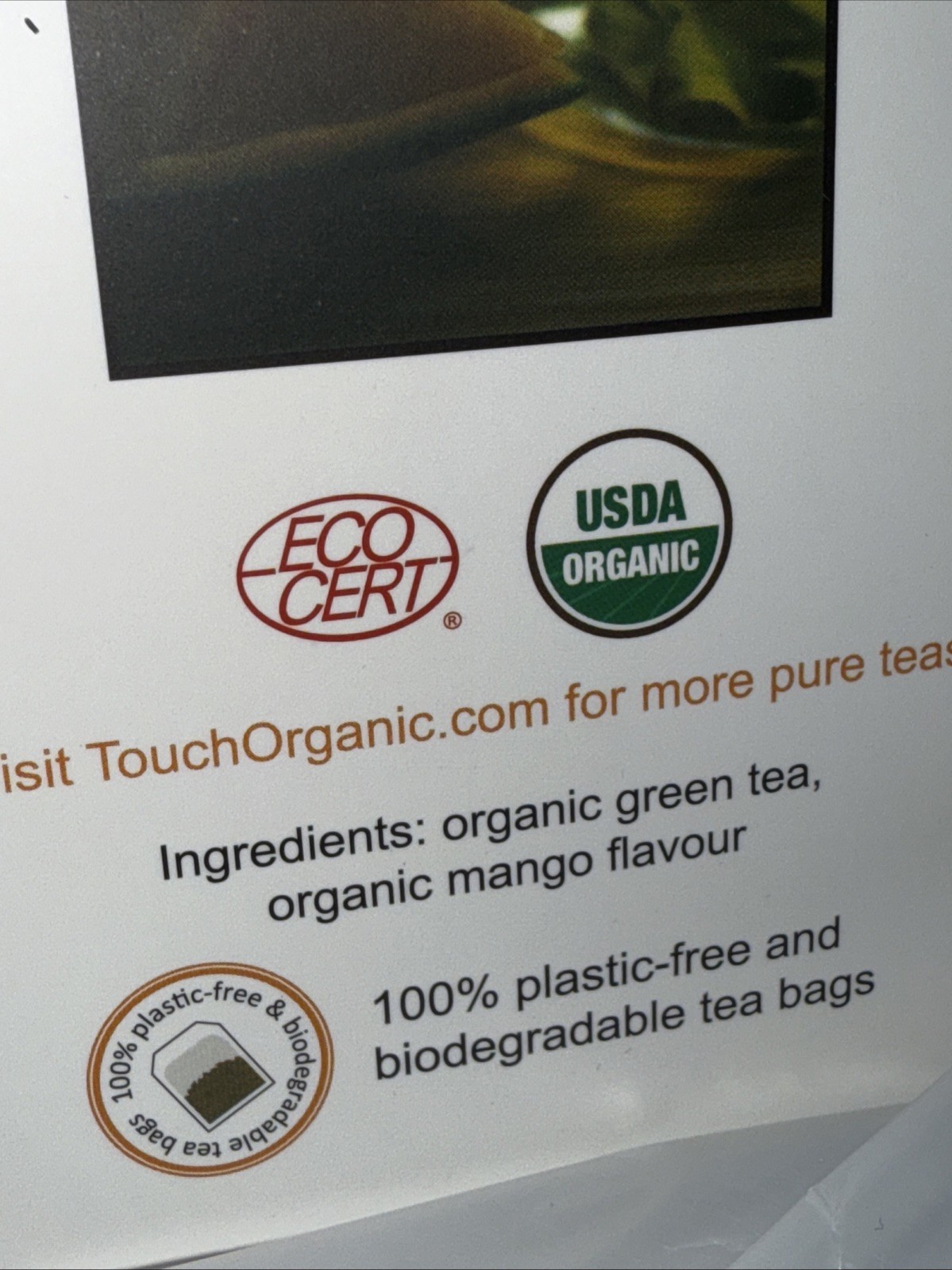 TOUCH ORGANIC MANGO 🥭 ORGANIC GREEN TEA 2 Boxes = 80 Tea Bags-BB 2027/2028