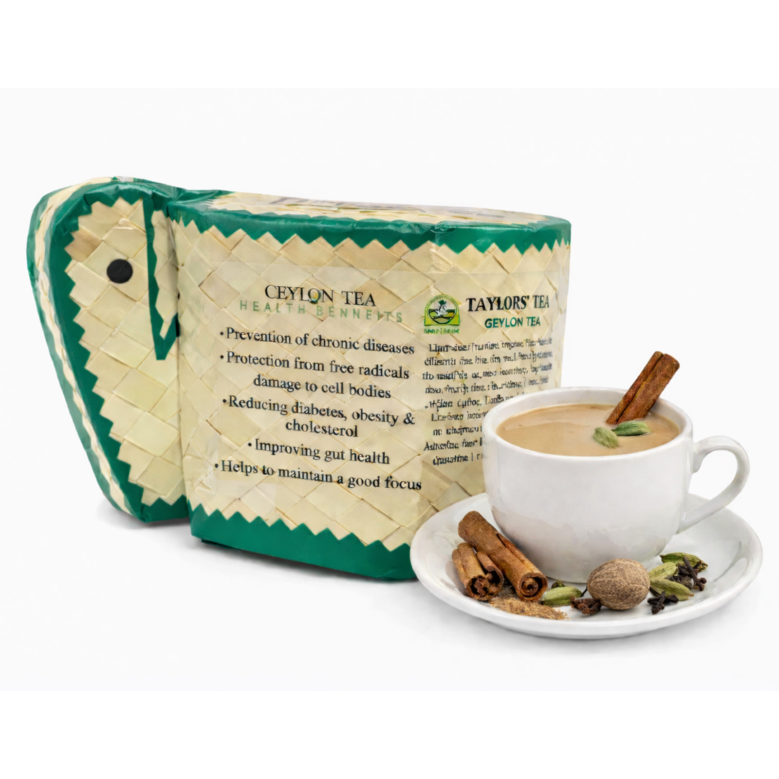 Ceylon Black Tea & Spice Kit DIY Masala Chai Gift Set 2 Handwoven Boxes