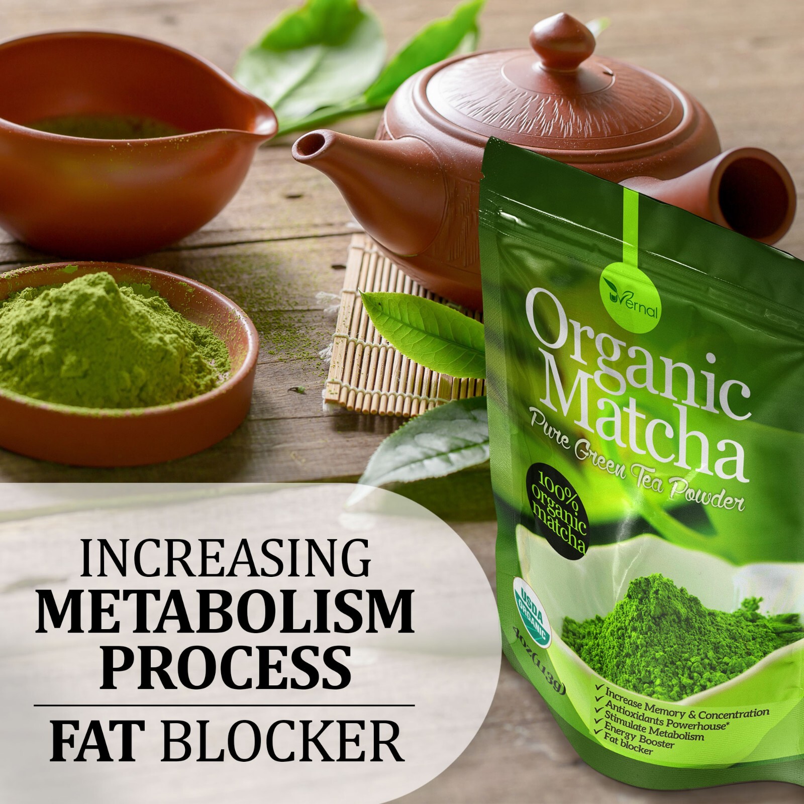 10 PACK Organic Matcha Green Tea Powder (4 Oz) – 100% Pure Easy to Mix