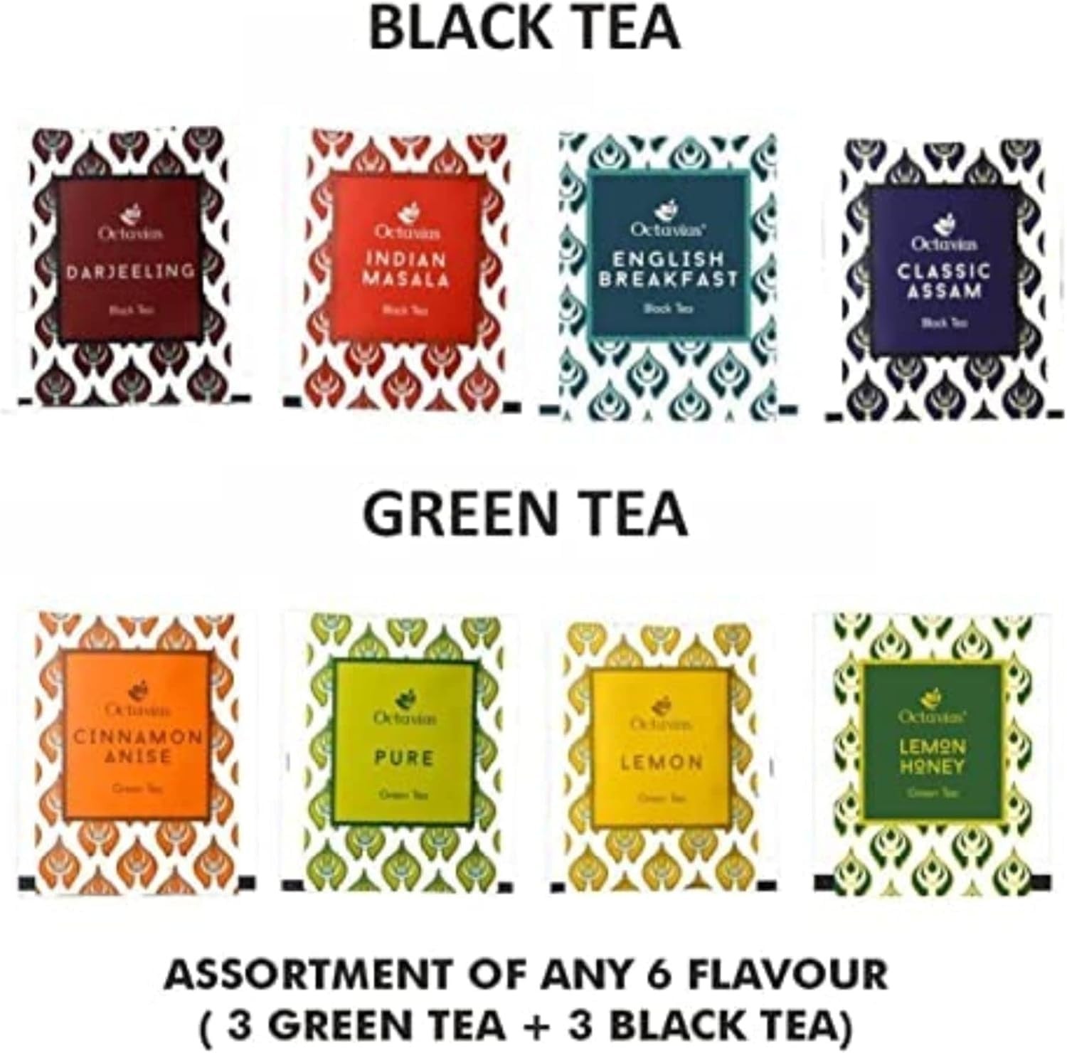 Octavius Tropical Palm Cutwork Wooden Tea Sampler Box | Premium Black & Green…
