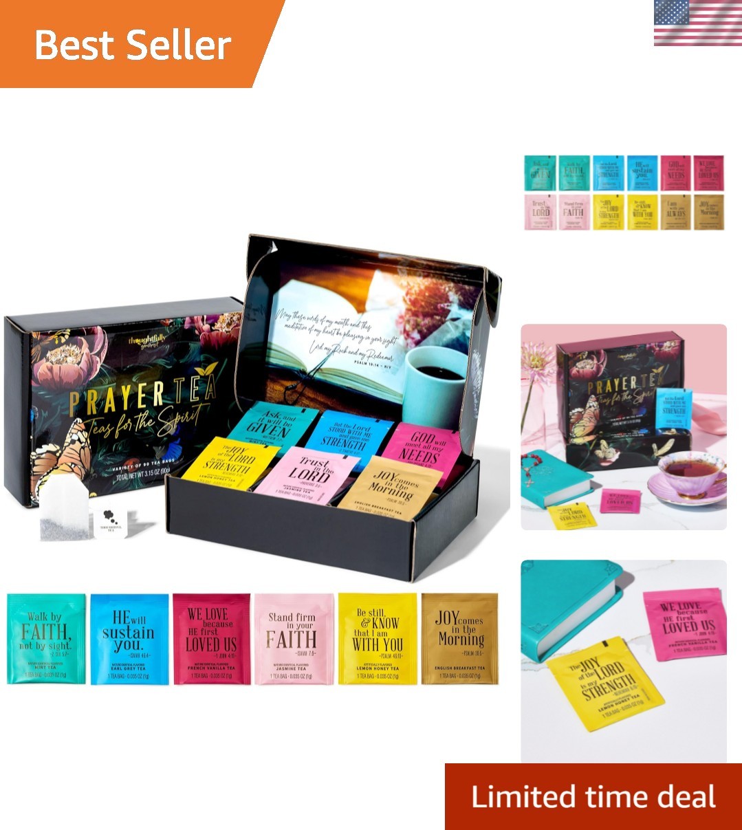 Deluxe 90 Count Tea Affirmations Set – Enjoy 6 Flavors with Bible Inspiration