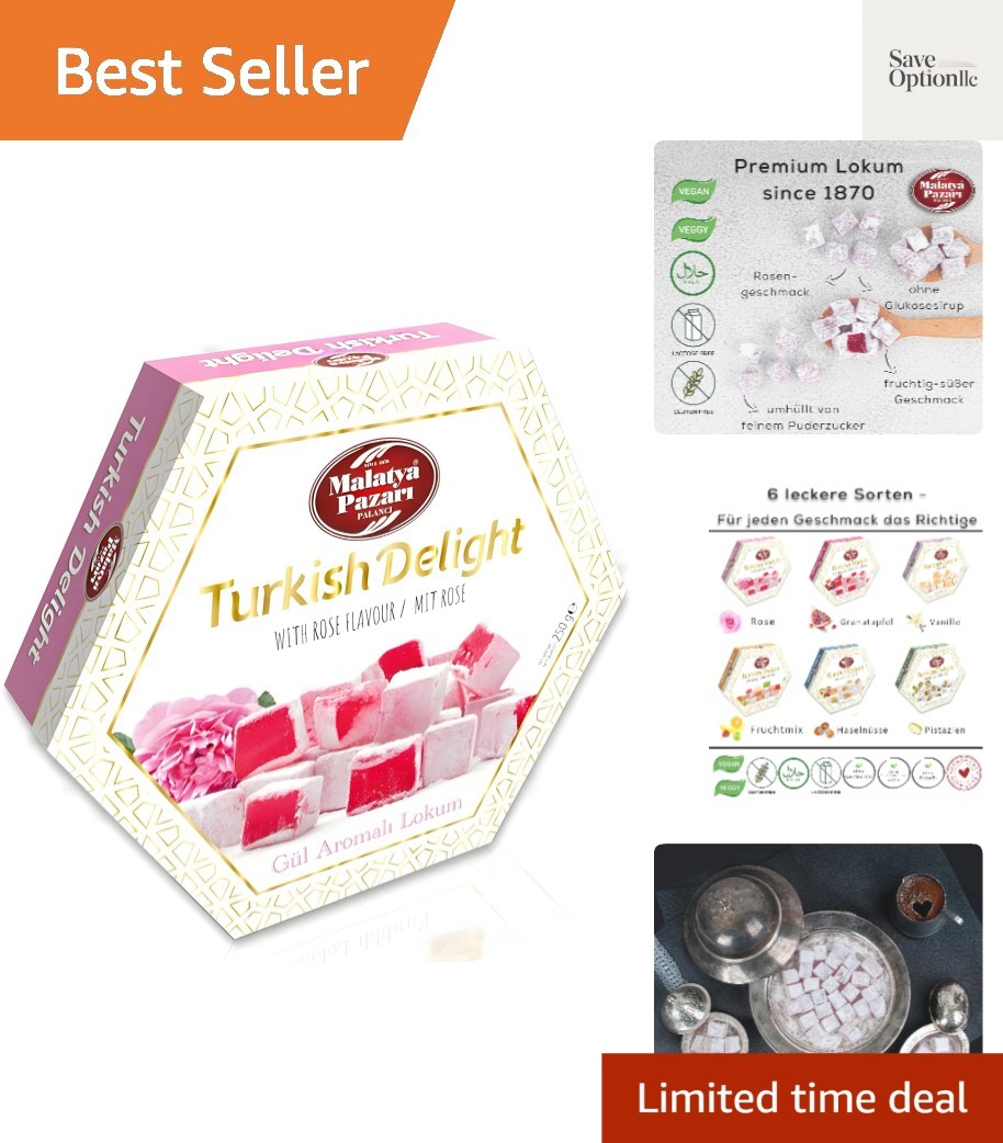 Malatya Pazarı Rose Turkish Delight – Soft, Chewy & Fragrant Gourmet Lokum C…