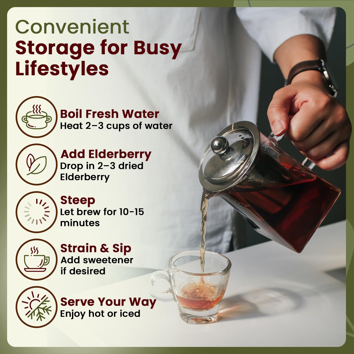 Organic Way Dried Elderberry Whole – Herbal Tea | 4 Ounce (Pack of 1)