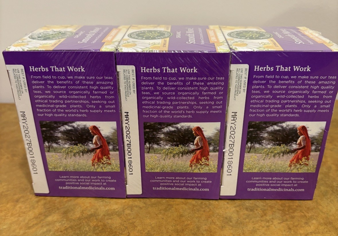 Traditional Medicinals, Organic Smooth Move, Laxative Tea Bags, 16 Ct Pack of 3