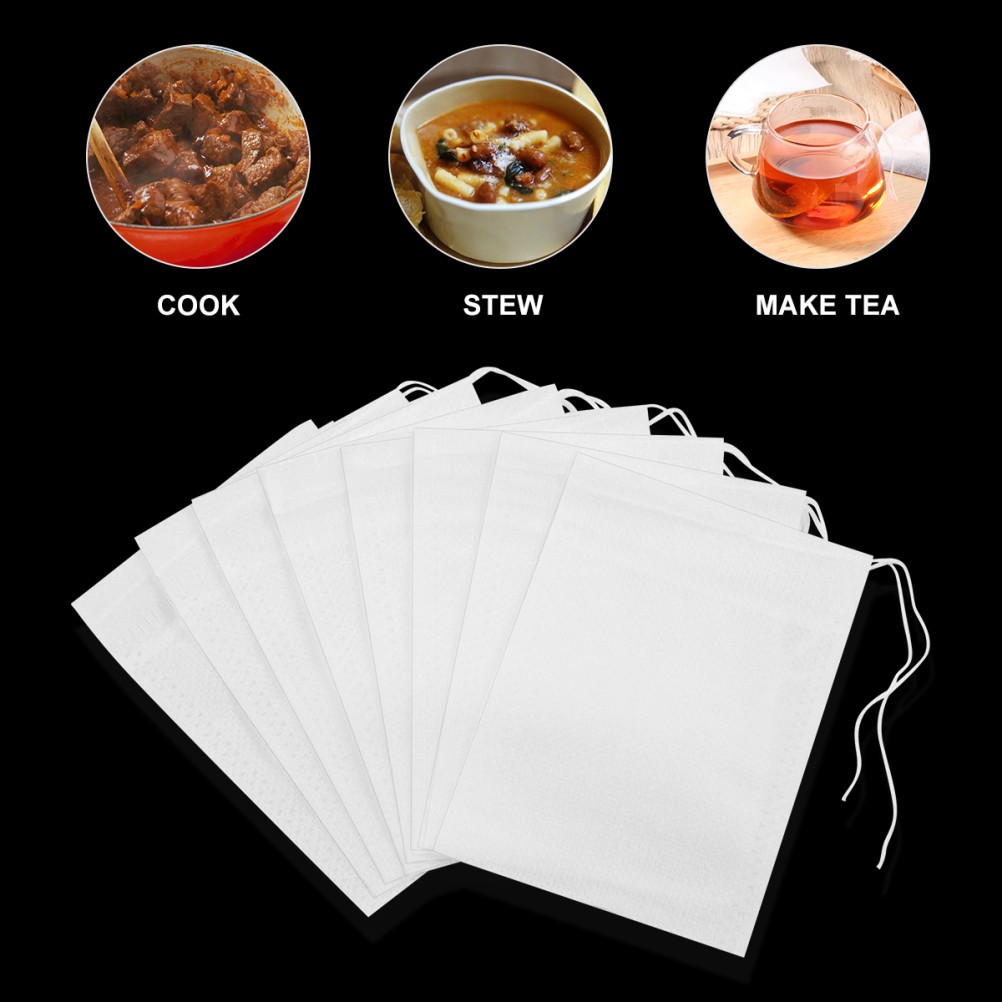 100 Pcs Drawstring Tea Filter Bags Non Woven Empty Bags for Loose Leaf Tea