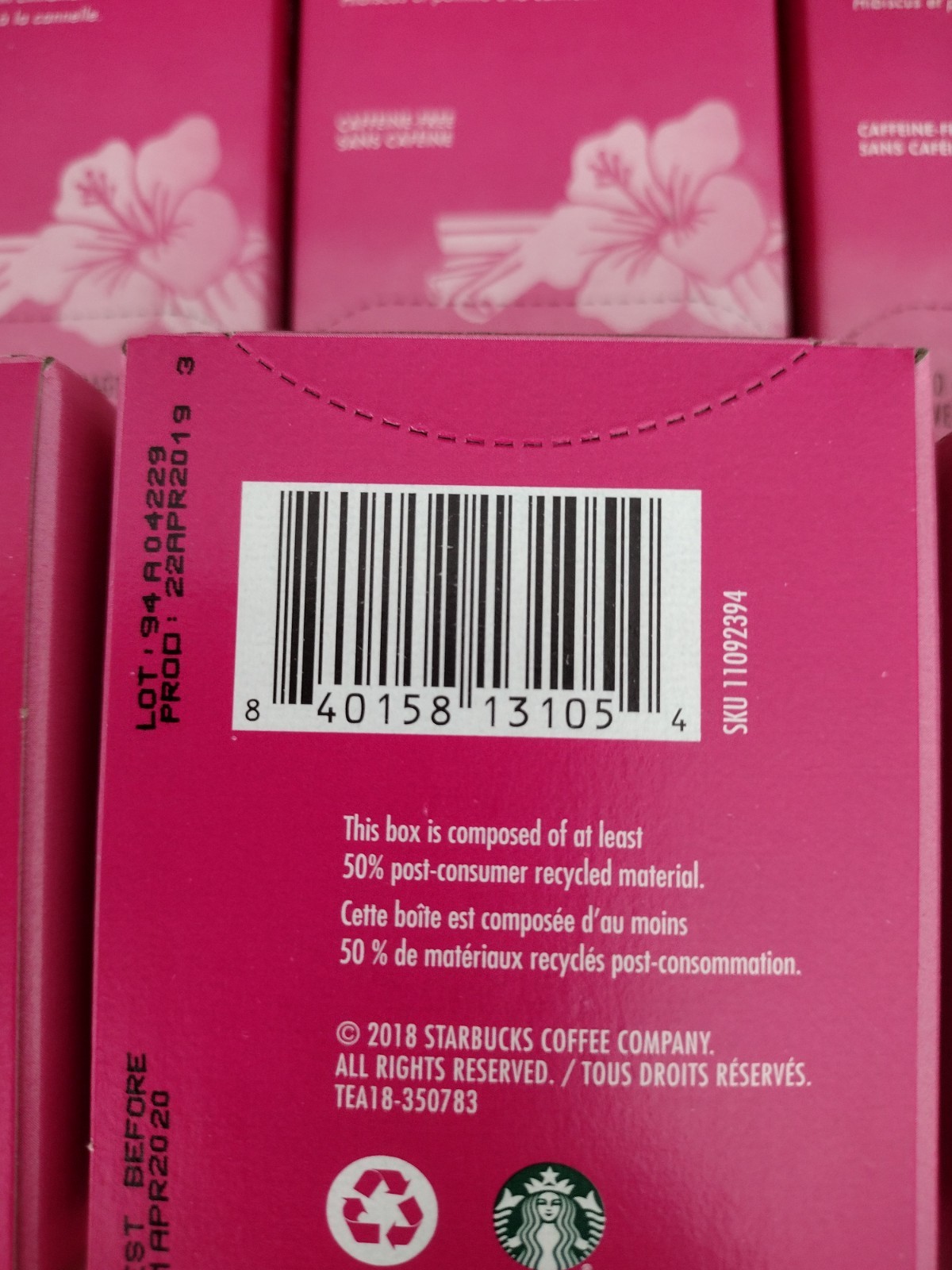 6 X Teavana Hibiscus Spice Tea 24 Ct Sachets Herbal Tea Box 144 Total Pcs