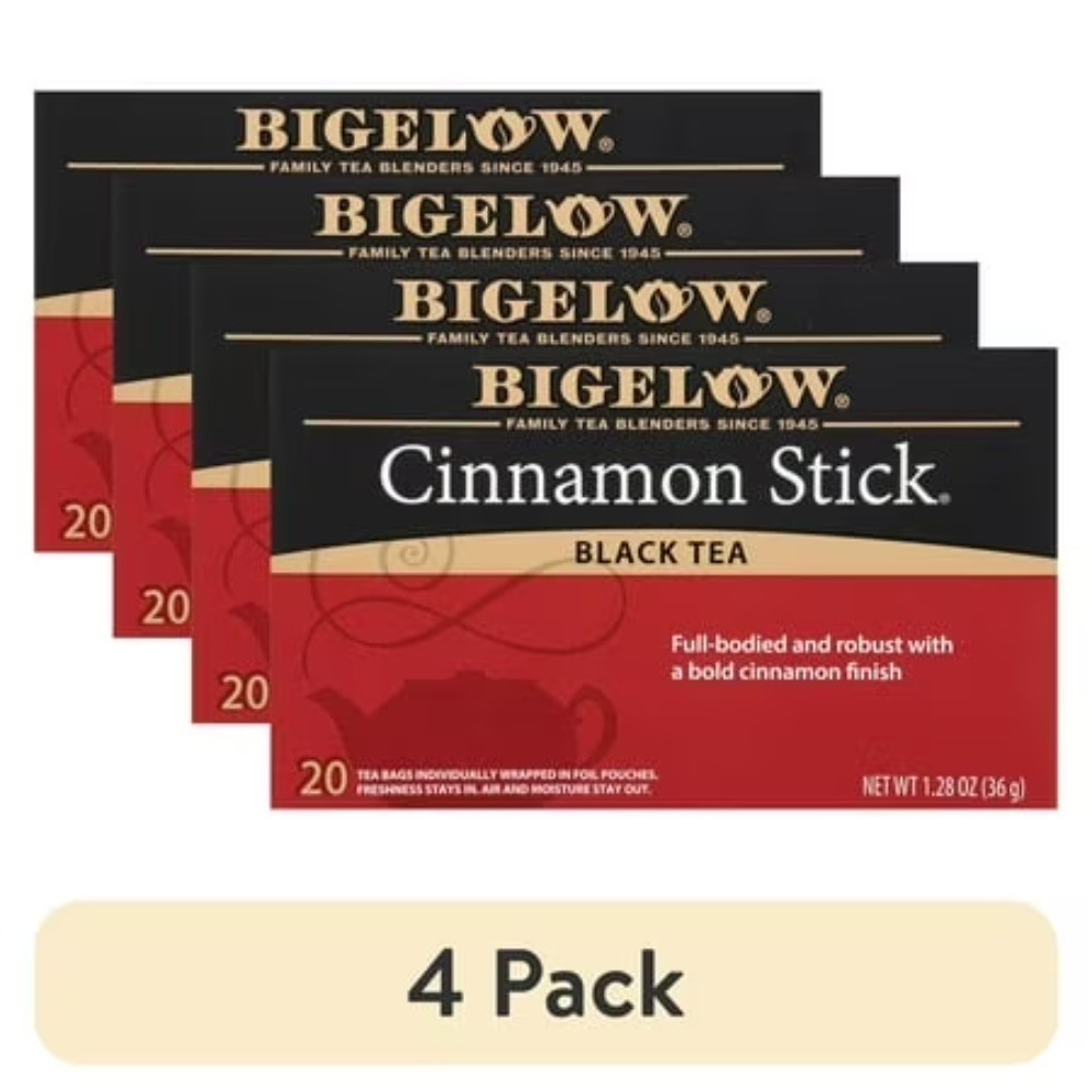 (4 pack) Tea Cinnamon Stick, Black Tea Bags, 20 Count
