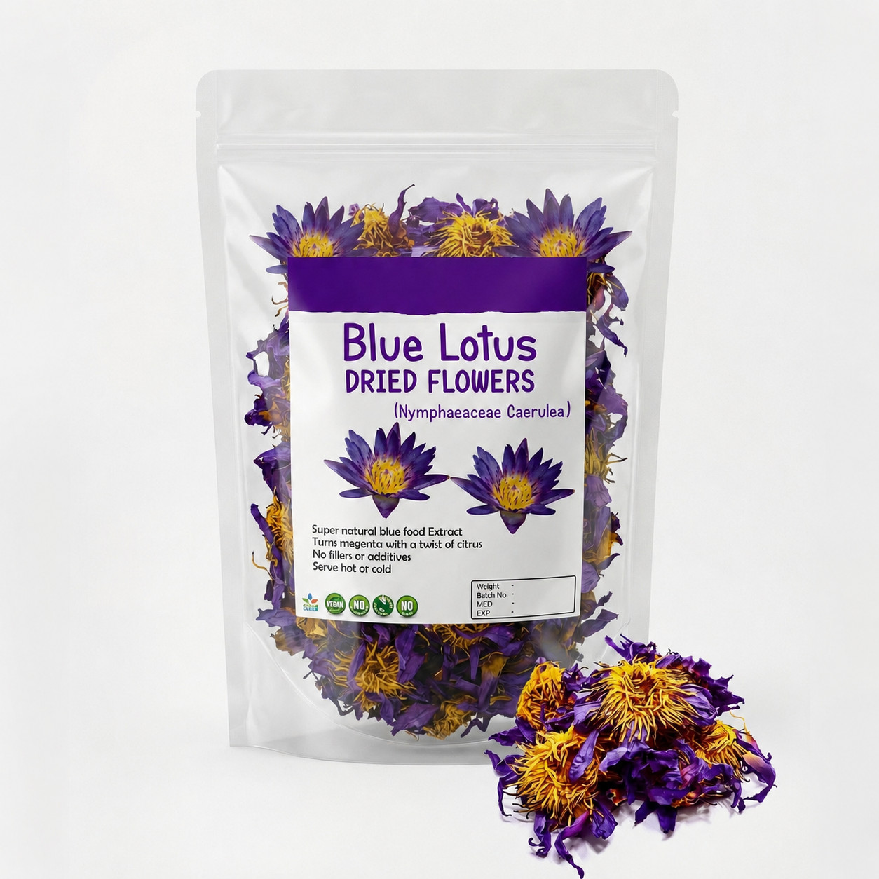 Ceylon Dried Blue Lotus Nymphaea Caerulea Herbal Flower Natural Organic Tea 50g