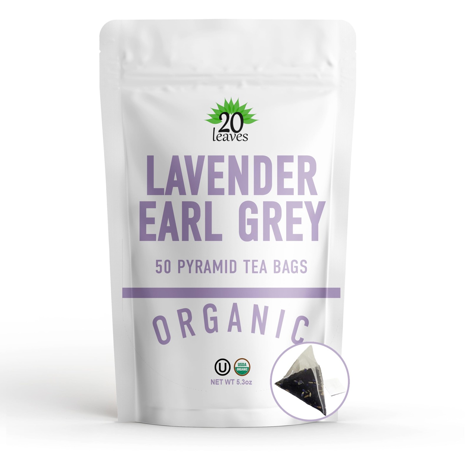 Lavender Earl Grey Black Tea – 100 Certified Organic – 50 Pyramid Tea Bags Sa…