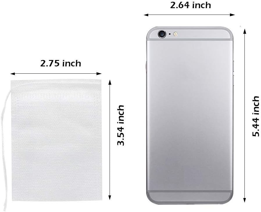 40 Pcs Disposable Tea Filter Bags Drawstring Non-Woven Fabric White