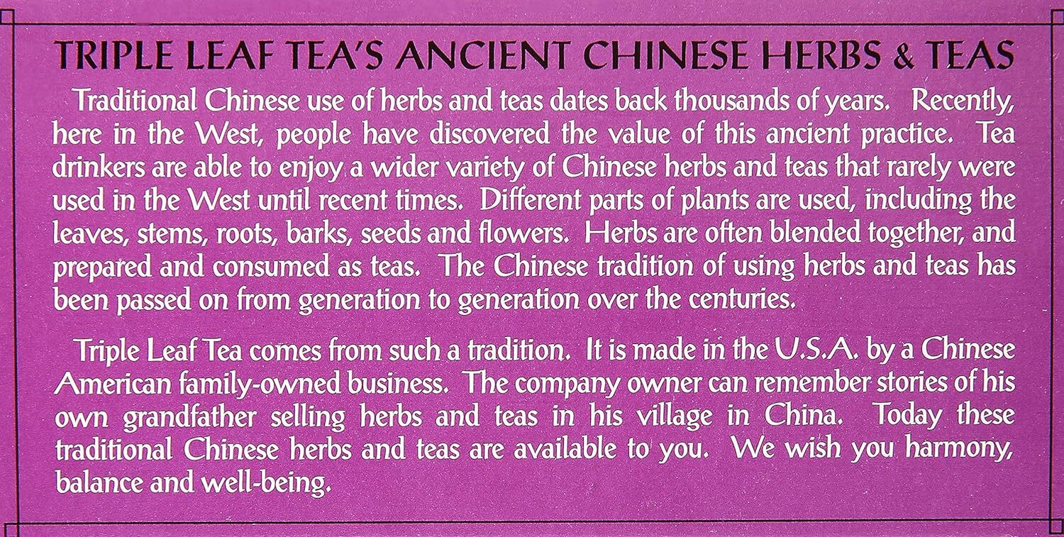 Triple Leaf Tea Blood Pressure Herbal Tea Bags 20 Count Healthy Function