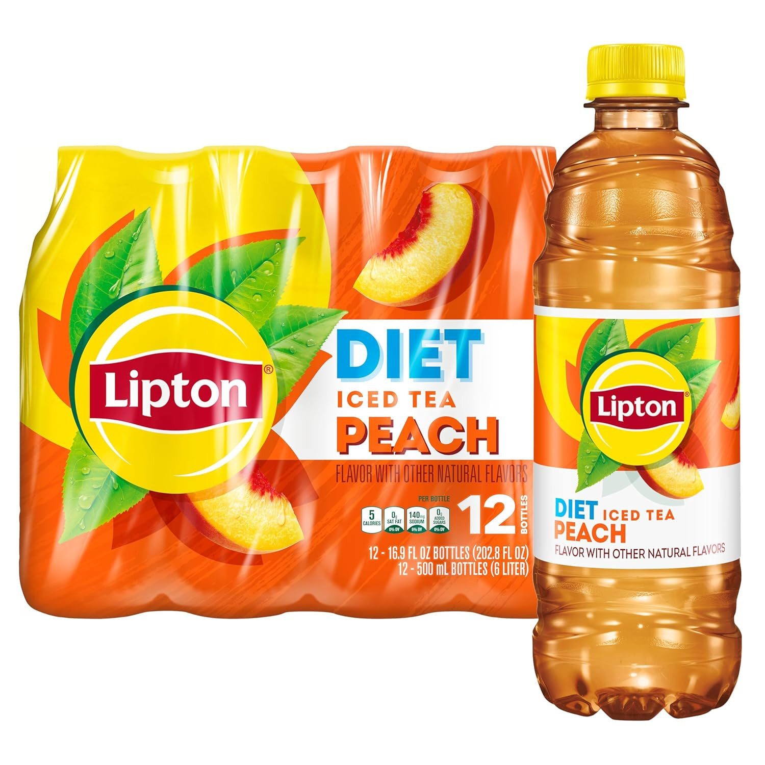 Diet Peach Iced Tea, 16.9 Fl Oz Bottles (Pack of 12)