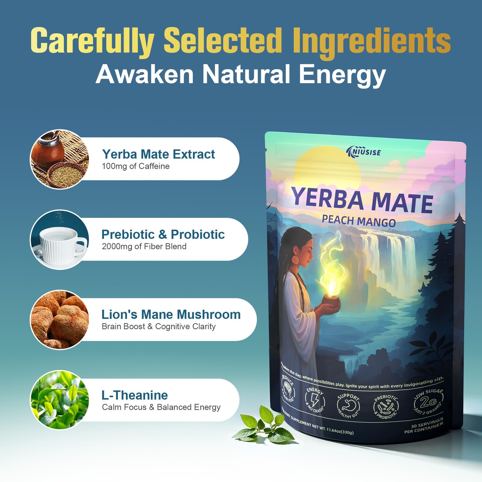 Yerba Mate Instant Tea Powder, Super Yerba MateTea for Natural Energy & Gut H…