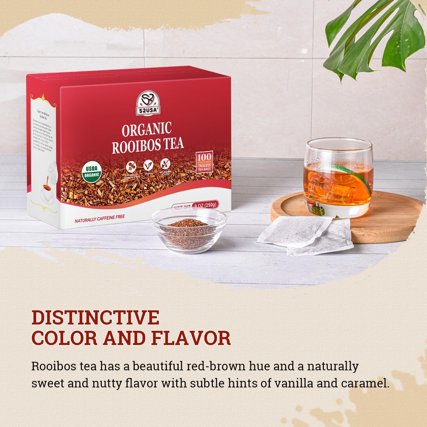 Rooibos Tea Organic, 100 Tea bags, Pure Premuim Rooibos Tea, Naturally Sweet …