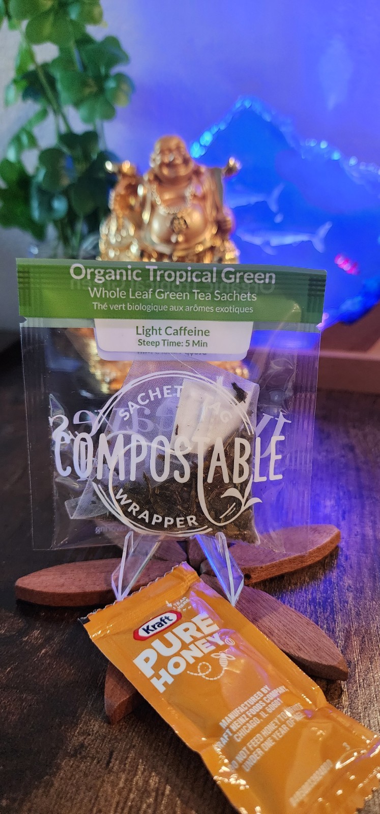 Two Leaves Organic Tea Sampler Pack 8 Flavors + 8 Honey Singles Variety Set