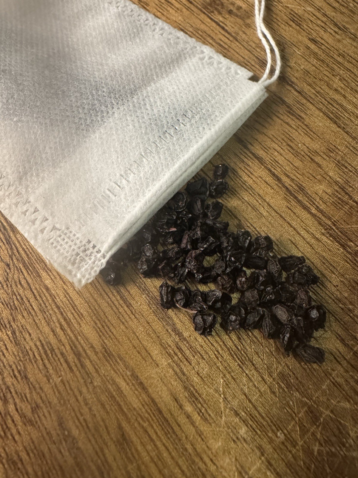 Elderberry herbal supplement in a tea bag