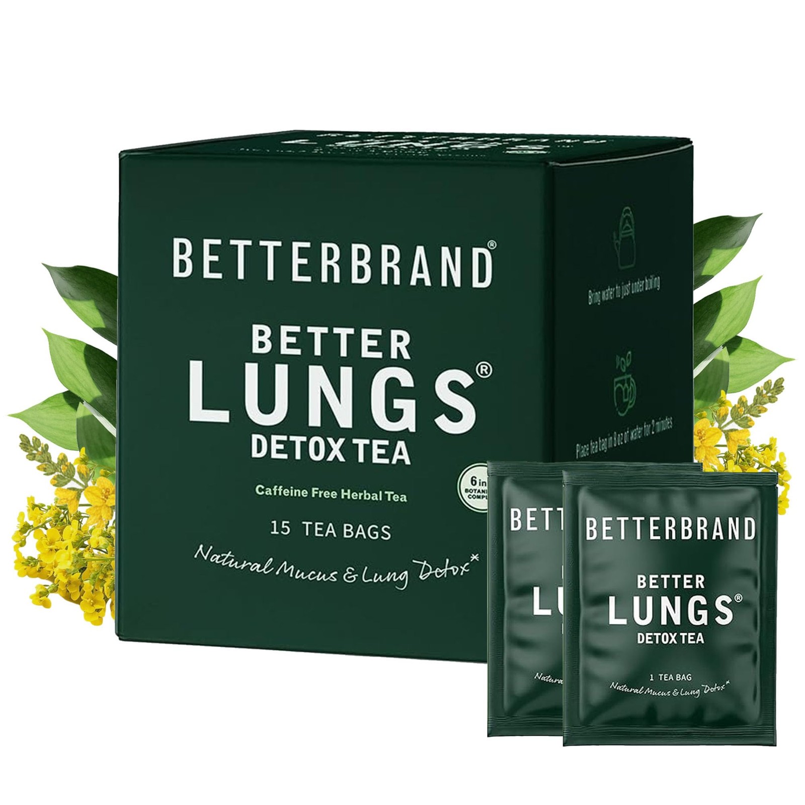 Betterbrand Mullein Tea Bags for Lung Detox Respiratory Support with Thyme, …