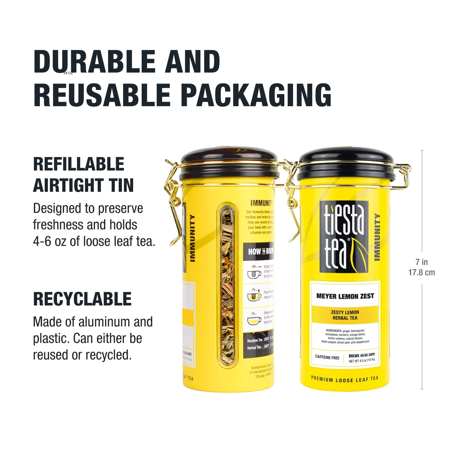 – Meyer Lemon Zest, Loose Leaf, Zesty Lemon Herbal Tea, Premium Non-Caffeinat…
