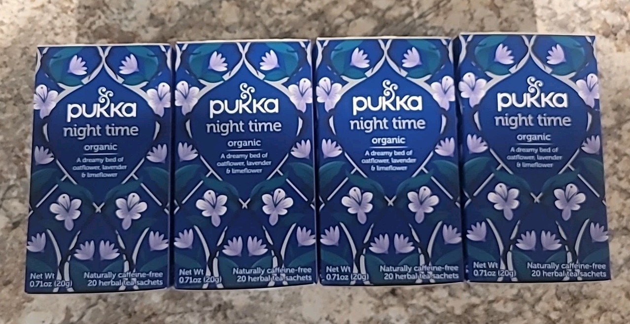 4 Pack-PUKKA Night Time Organic Soothing Sleep Herbal Tea Caffeine Free Exp11/26