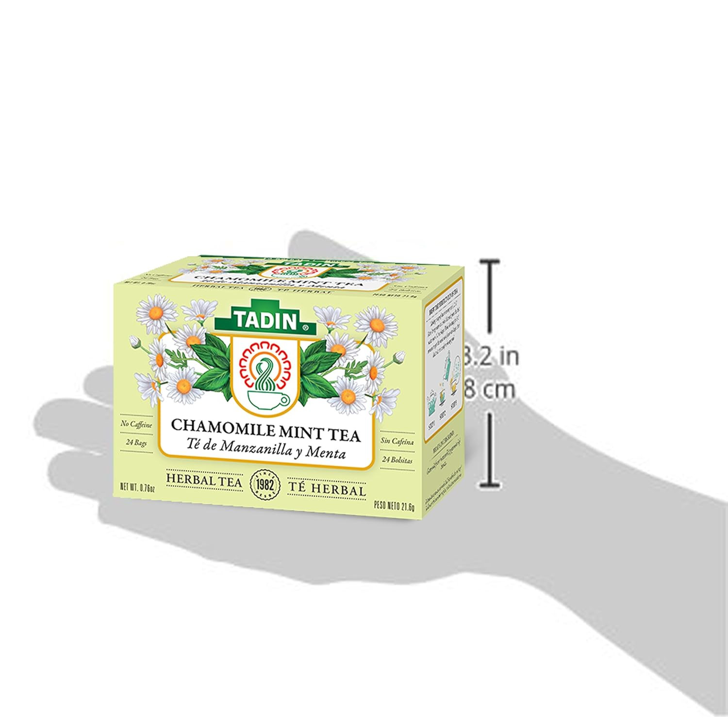 Tadin Chamomile Mint Herbal Tea – No Caffeine, 24 Tea Bags (Manzanilla)