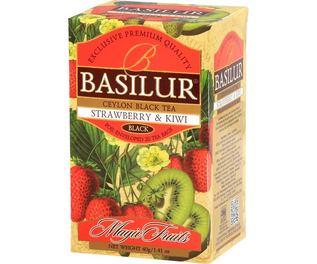 Basilur Strawberry and Kiwi Premium Ceylon Tea 20 Tea Bags