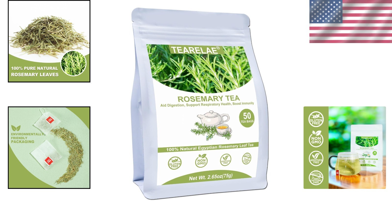 Rosemary Tea – 1.5g x 50 Count Bags – Boost Immune & Digestive Health