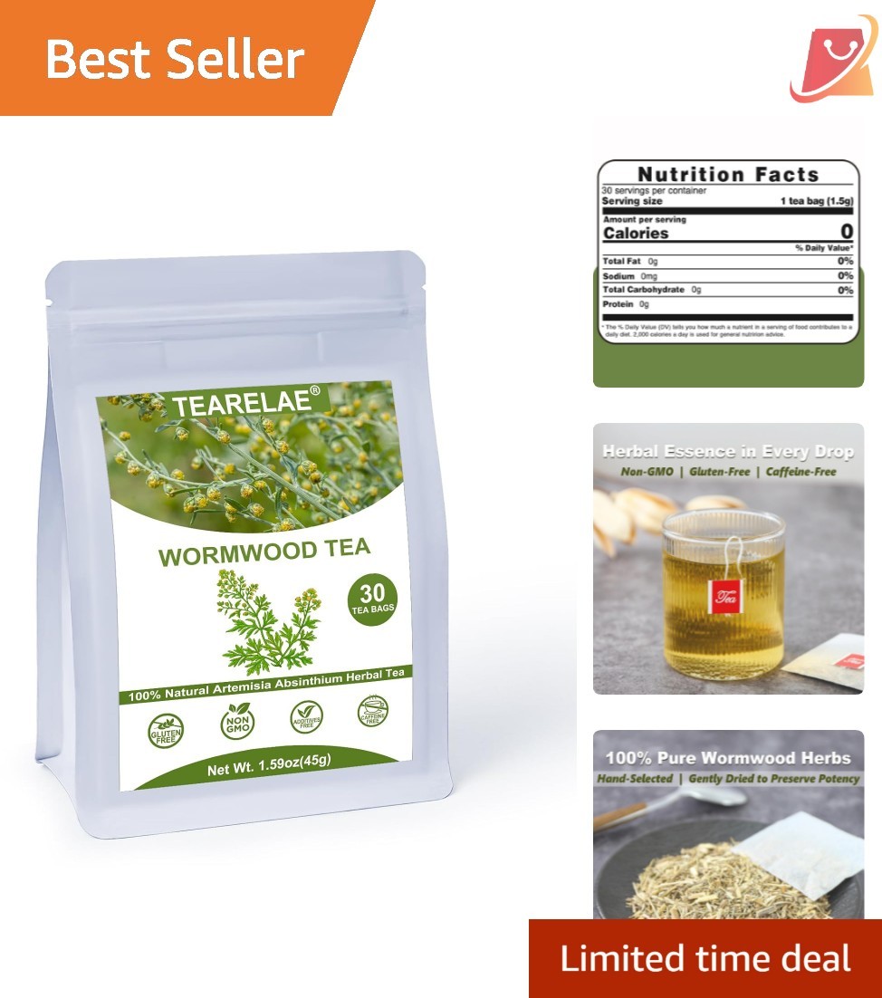 Wormwood Tea Bags 30 Count Natural Caffeine-Free Support Digestion Herb