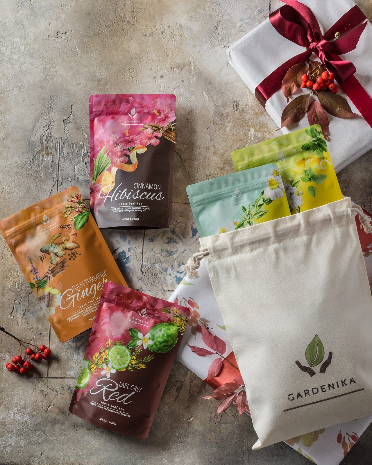Gardenika Loose Leaf Tea Set, Herbal Caffeine-Free Set – Rooibos, Spearmint, …
