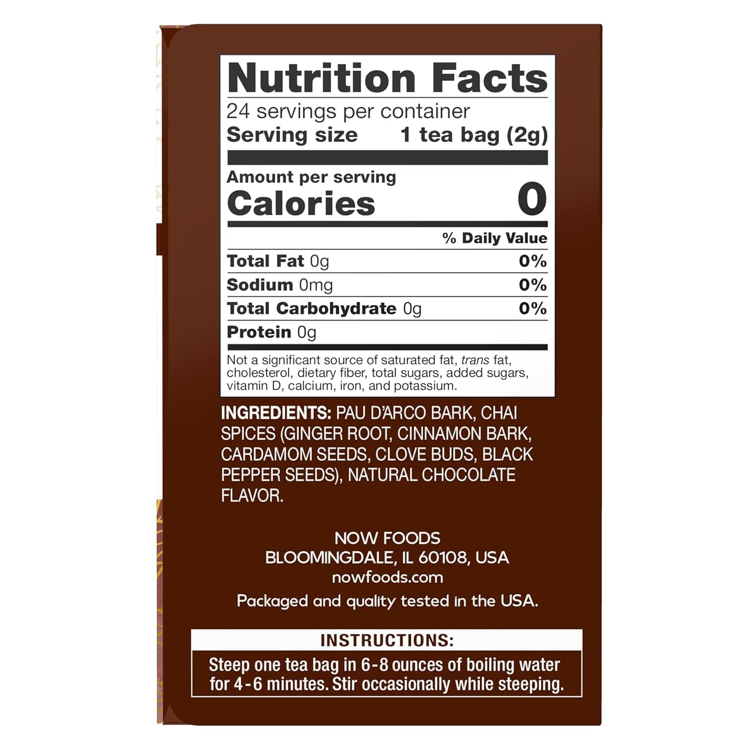 Now Foods Pau D Arco Herbal Wellness Tea 24 Count Natural Tea Benefits