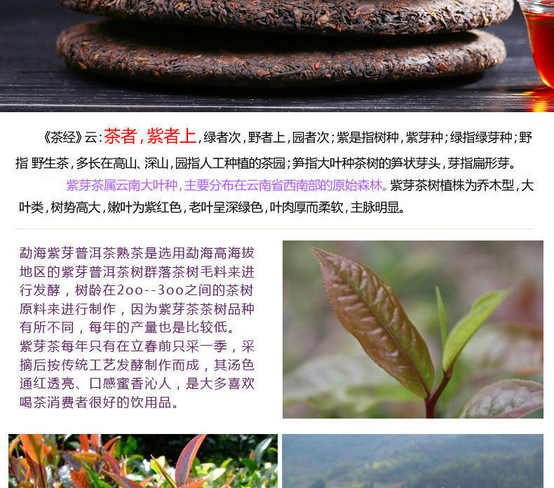 Puerh Ripe Tea Menghai Purple Bud Aged Natural Healthy 357g Cake