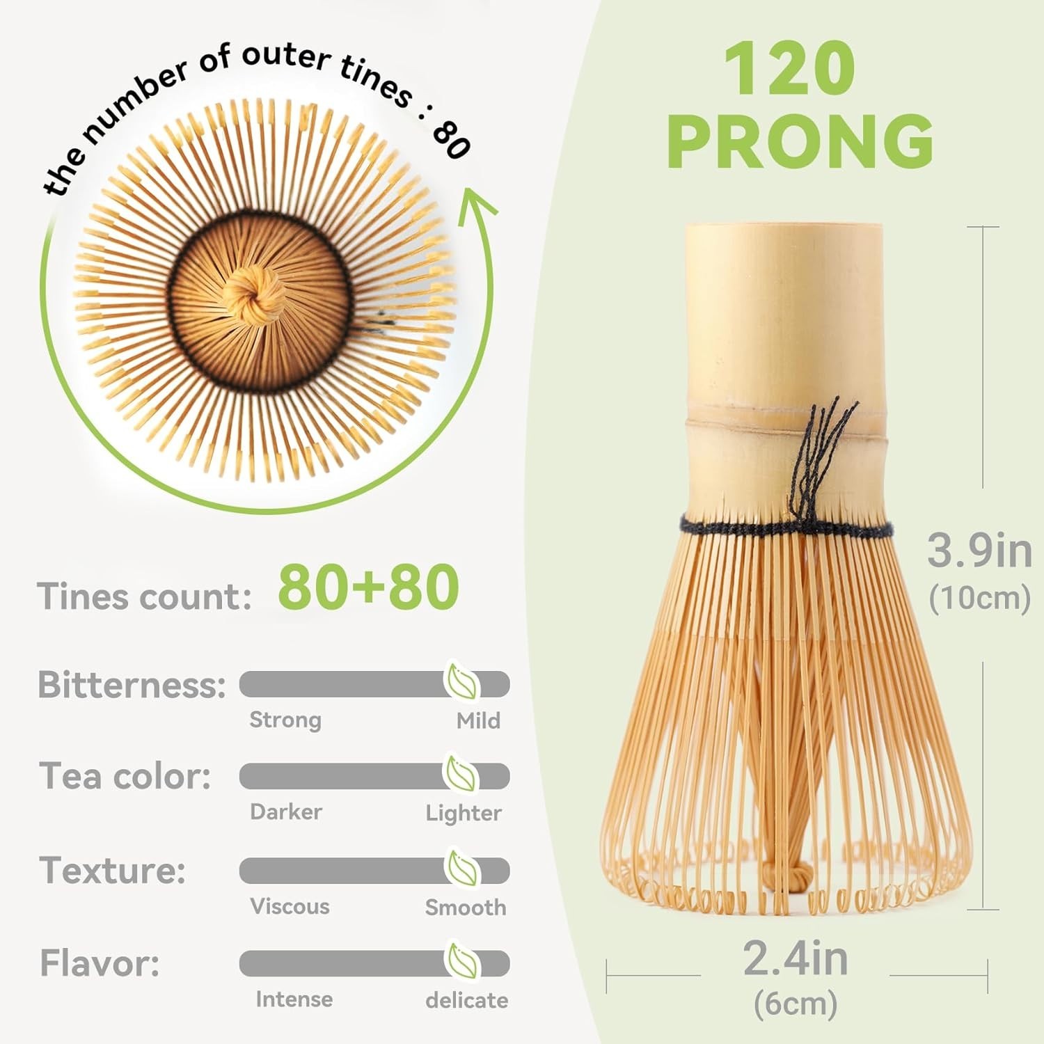 Bamboo Matcha Whisk 80/100/120 Prong, Traditional Japanese Chasen Matcha Stirrer