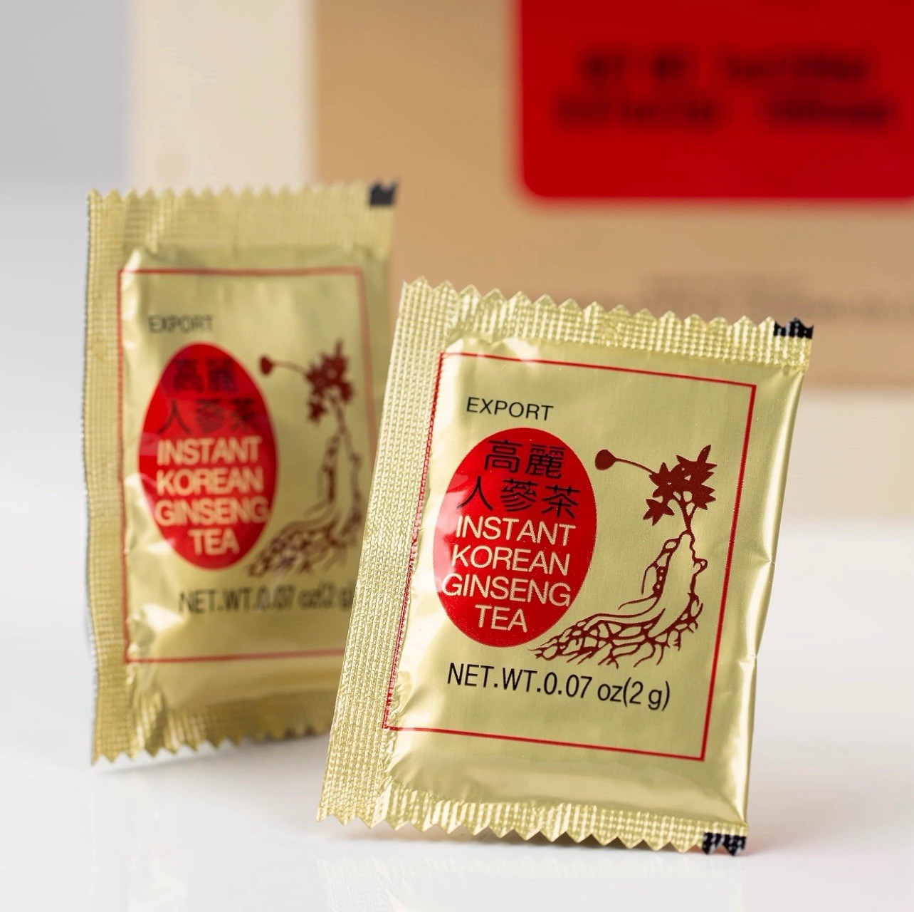 Korean instant ginseng tea, 100 bags (brand new, factory-sealed wooden box)
