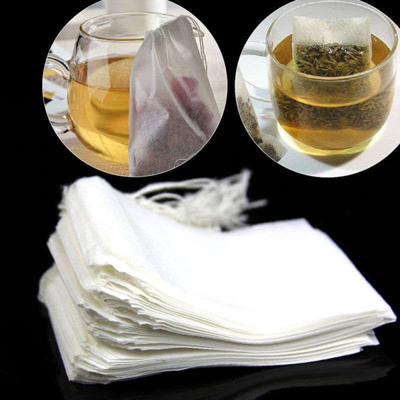 100x Spice Bag Boutique Cotton Self Fill Tea Bags Drawstring 5*7cm White