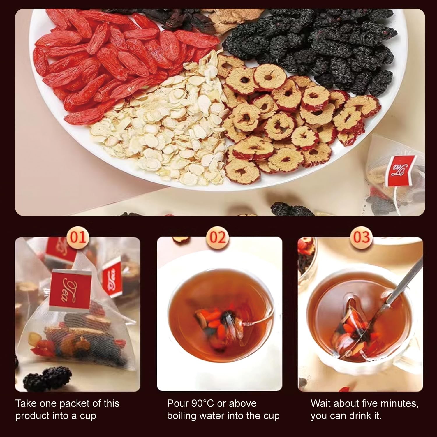 25pcs Ginseng Five treasure tea , Kidney tea ,liver tea , red date kidney health