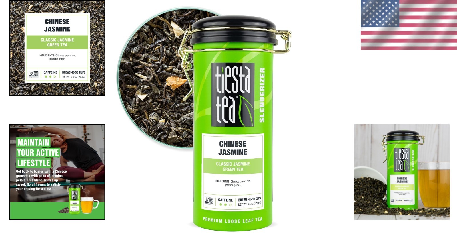 Loose Leaf Jasmine Green Tea, 50 Cups, Medium Caffeine