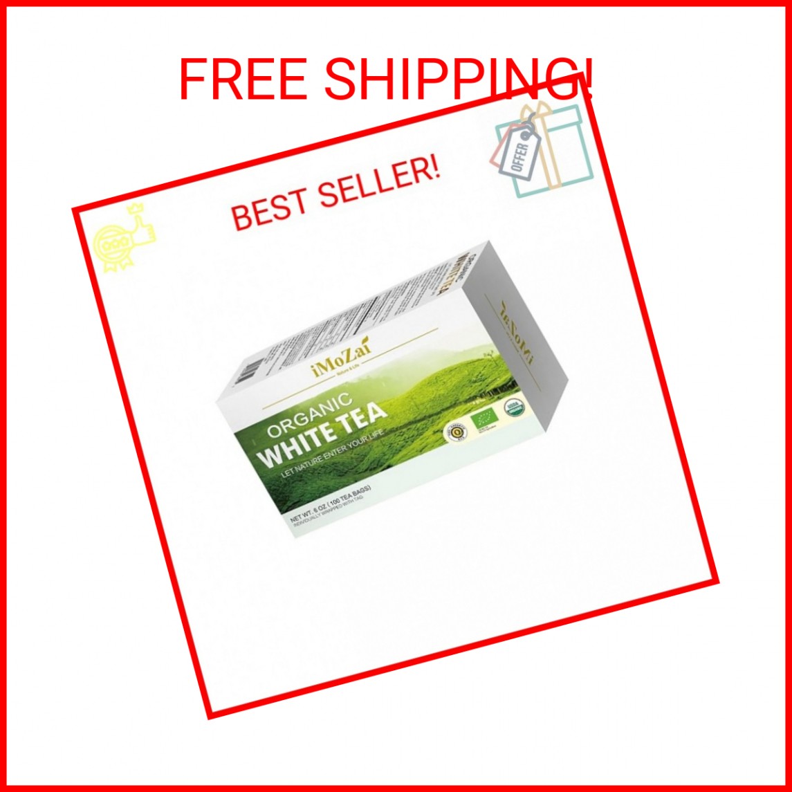 Imozai Organic White Tea Bags 100 Count Individually Wrapped