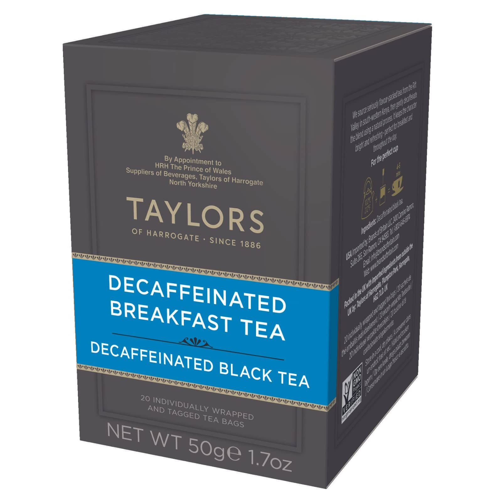 Taylors Of Harrogate Decaffeinated Black Tea 20 Count Pack Natural Flavor