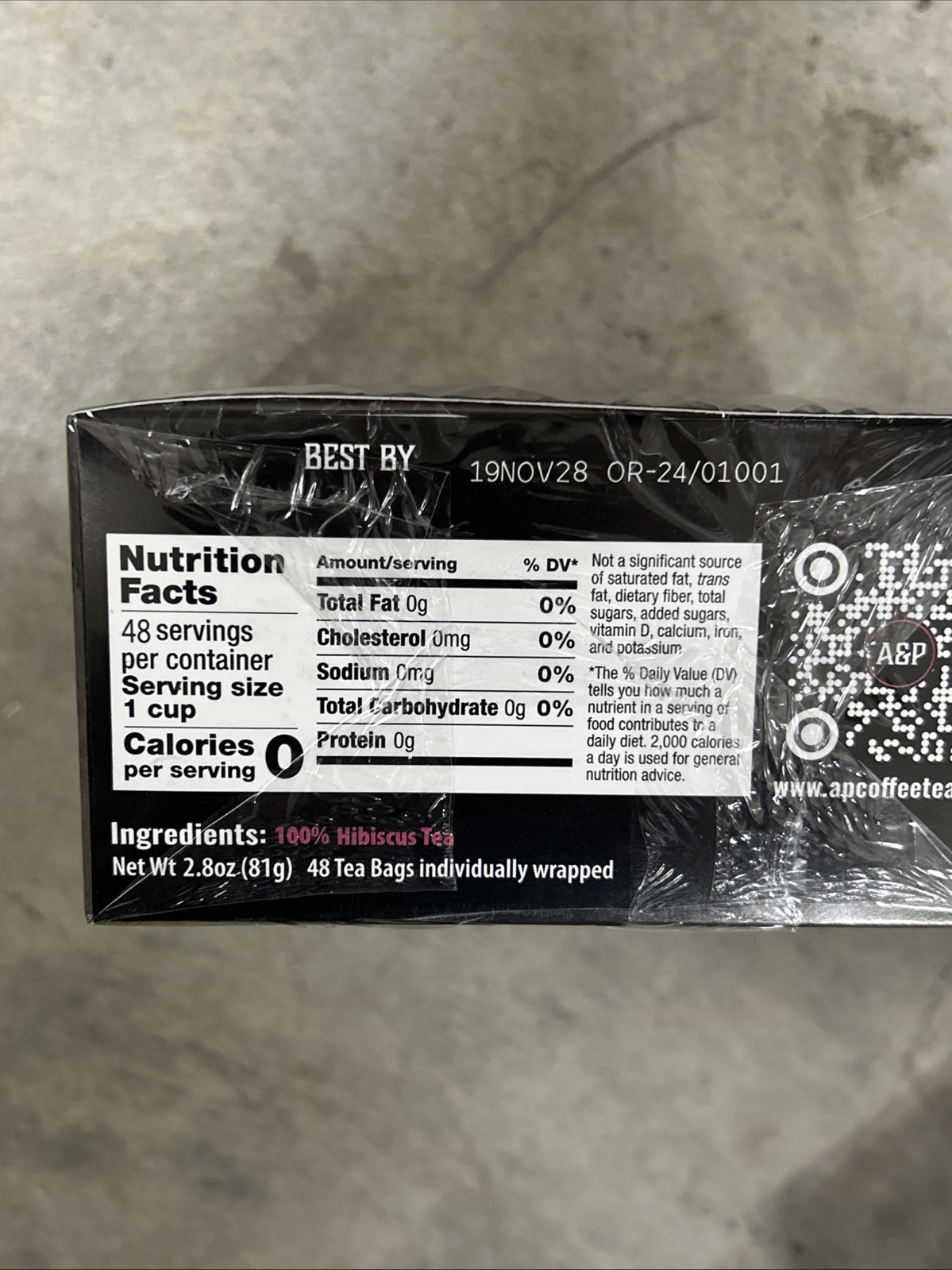 A&P Organic Hibiscus Petal Tea 2 48 Count boxes Atlantic Pacific
