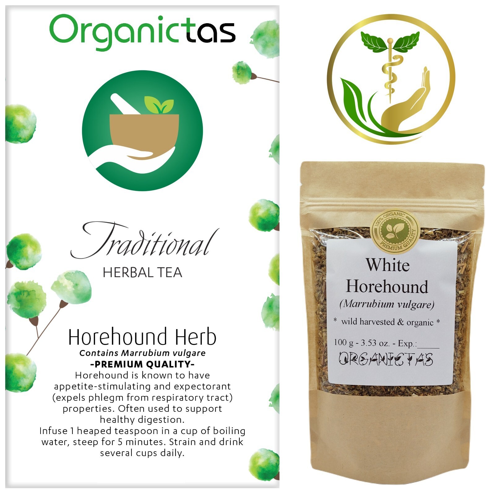 White Horehound Herb Tea – Dried, Cut & Loose Premium Organic Quality Marrubium